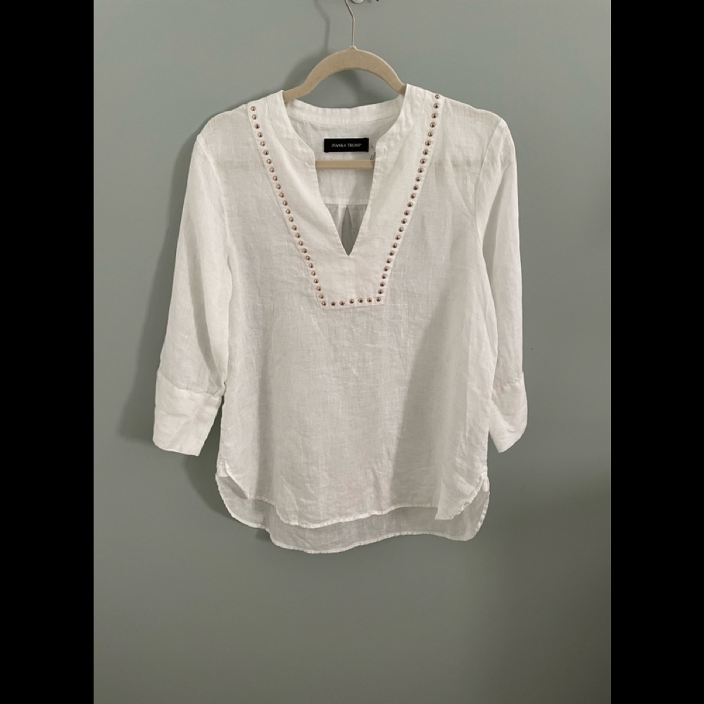 Ivanka Trump size SP 100% white linen top